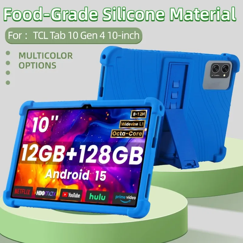 

For TABWEE T20 10.1-inch Android15 Tablet Case Soft Silicone Shockproof Adjustable Stand Cover Case