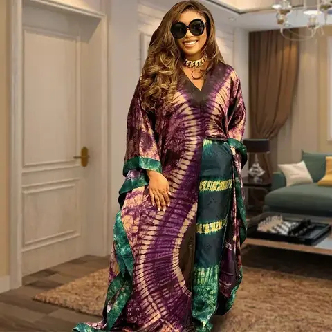 2 st afrikanska outfits för kvinnor tryck kimono toppar lösa vida ben byxor set ankara dashiki afrikansk klänning dubai kaftan abaya kläder 12 best sales Ankara-topp - №10