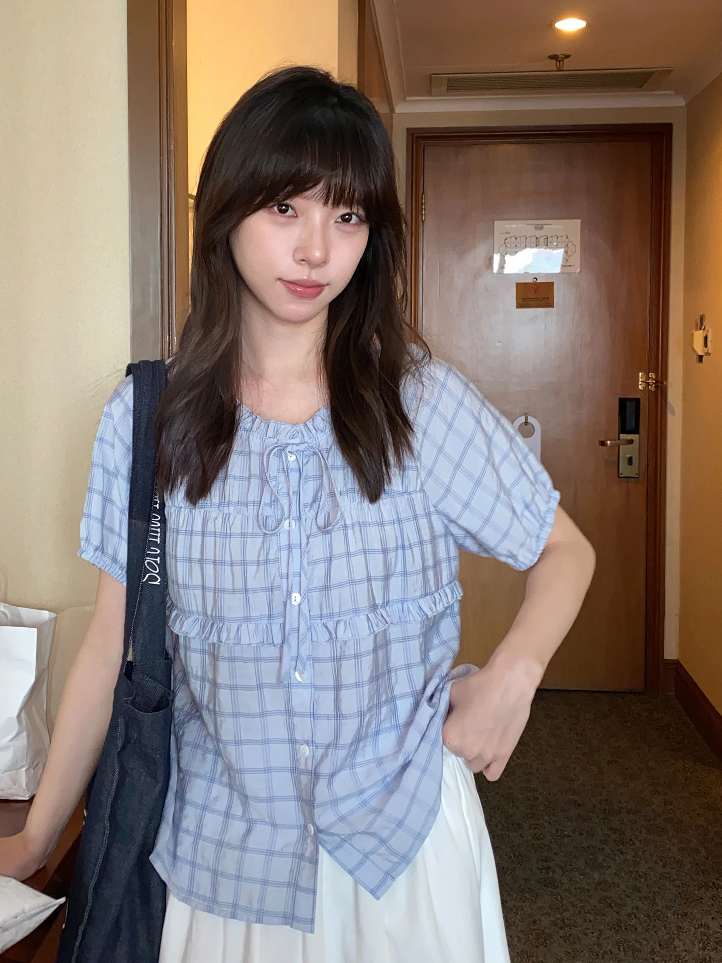 

Milk Rabbit Breathable Thin Summer irt Women's Loose ort Sve Tie Ne Floral Top Sweet Sle Japanese Sle