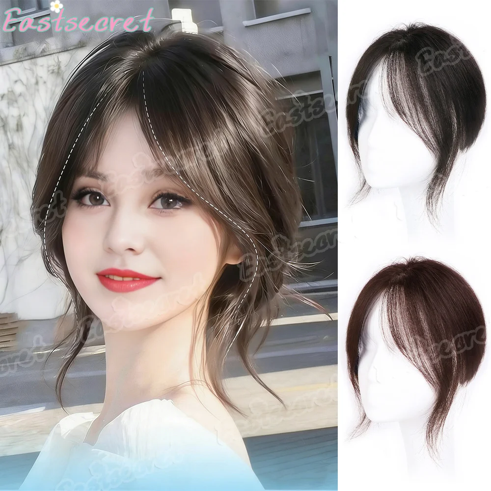 Synthetic Headwear Curtain Bangs Hair Clip-in Bangs Extensions Natural Fake Hair Topper Invisible Women's High Crown White Hair