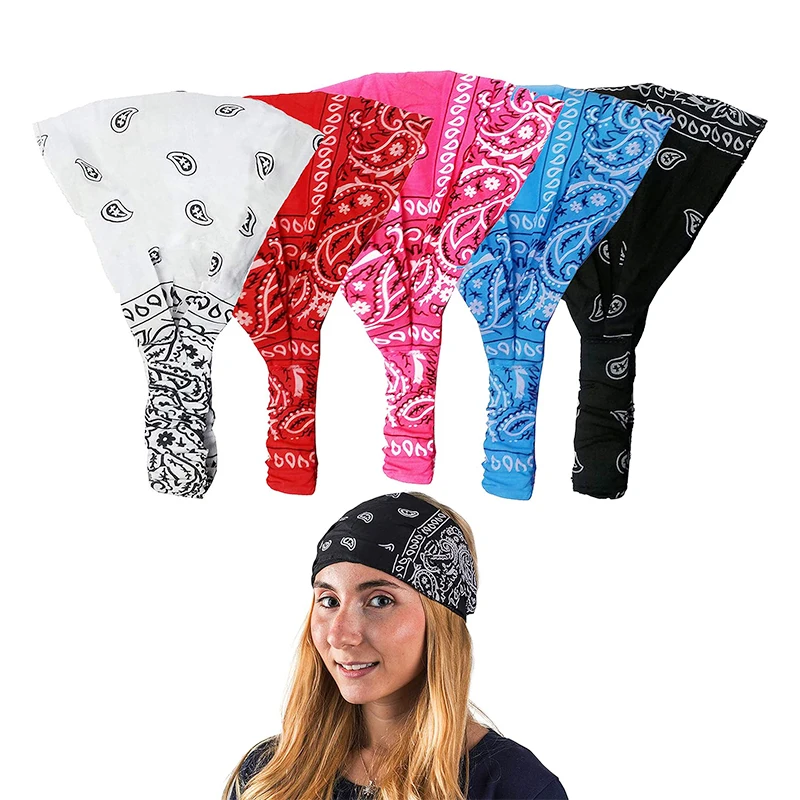 New Women Cotton Stretch Headband African Print Twist Style Elastic Hair Band Wide Hairbands Bandana Turban Big Wide Headband