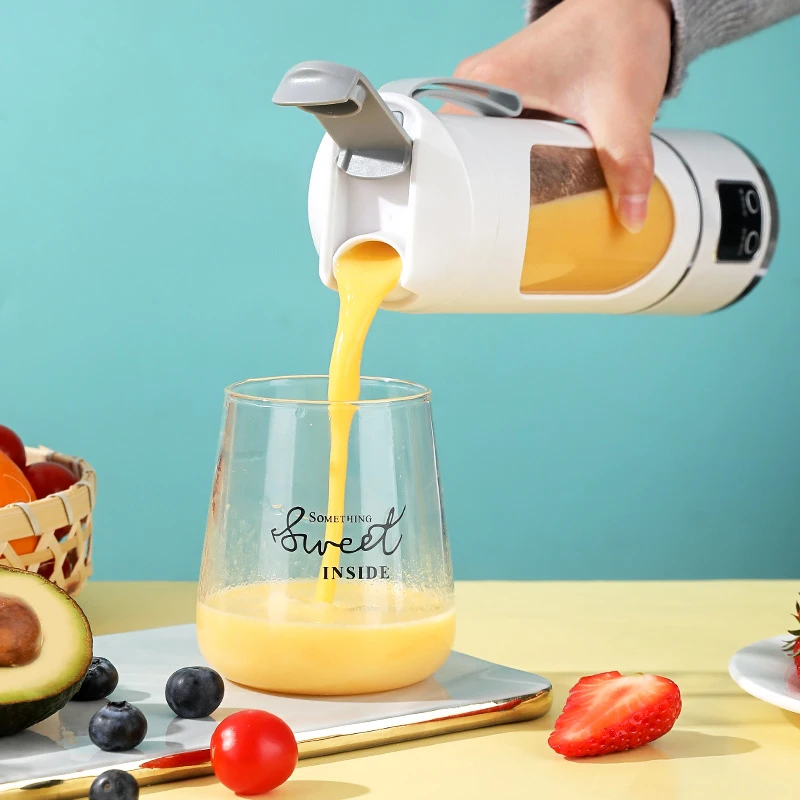 450mL Portable Fruit Juicer with 8 Page Blade Home USB Rechargeable Large Capacity with Digital Display Juice Maker Machine