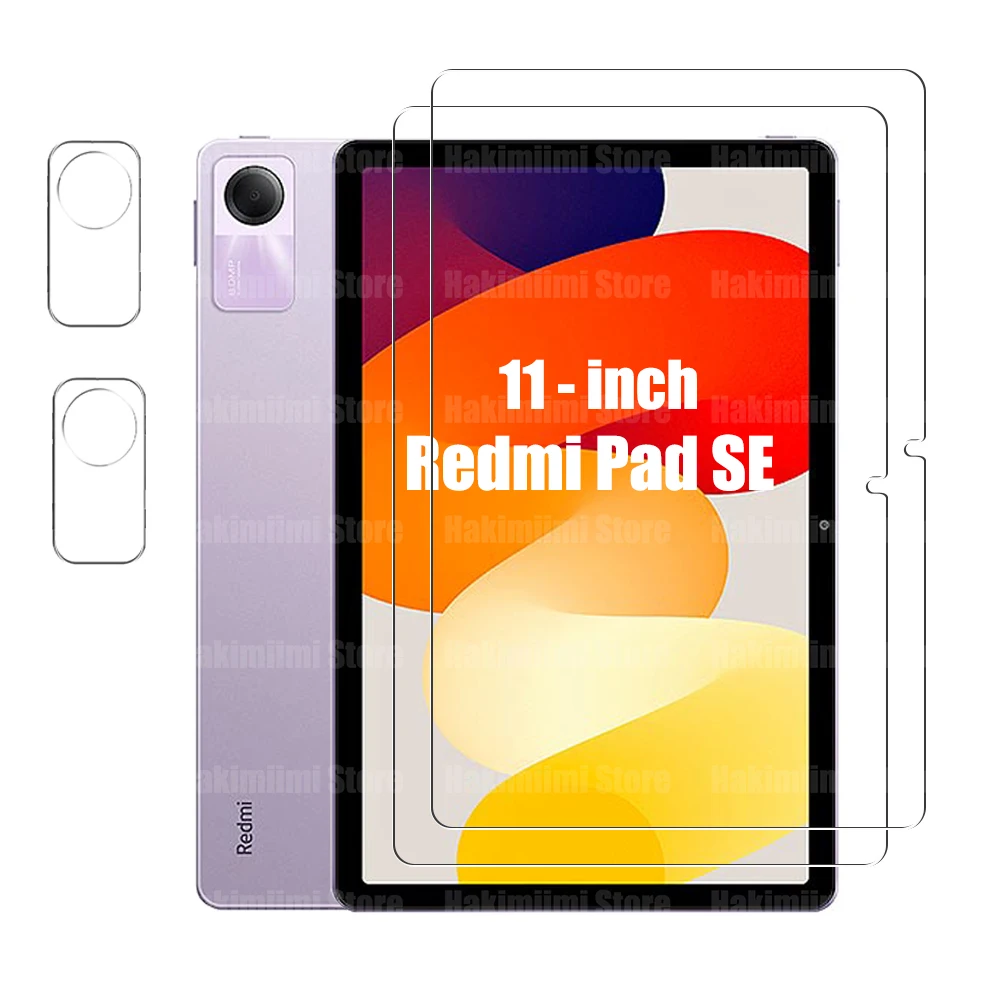 Screen Protector for Xiaomi Redmi Pad SE (11 inch) 2023 Tempered Glass Film and Camera Lens Protector 9H hardness Anti Scratch