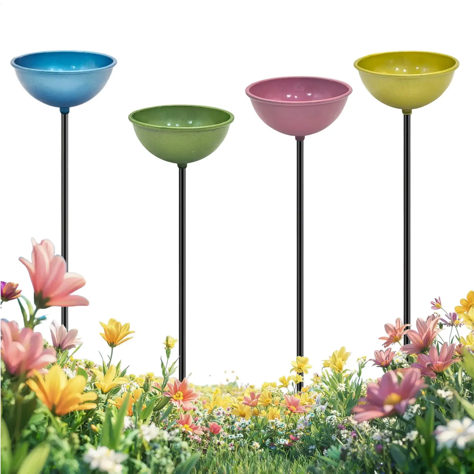 

Станция для поения насекомых, 4 металлические чаши для пчел и бабочек, для сада, улицы, двора, патио, дома, газона, для птиц