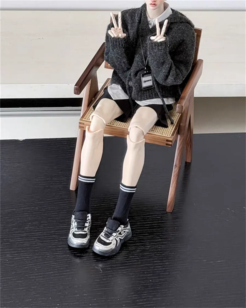 BJD poppenschoenen geschikt voor ID75 Oom maat nieuwe herenschoenen, blauw wit/zwart zilveren sportschoenen, sportschoenen, dagelijkse slijtage