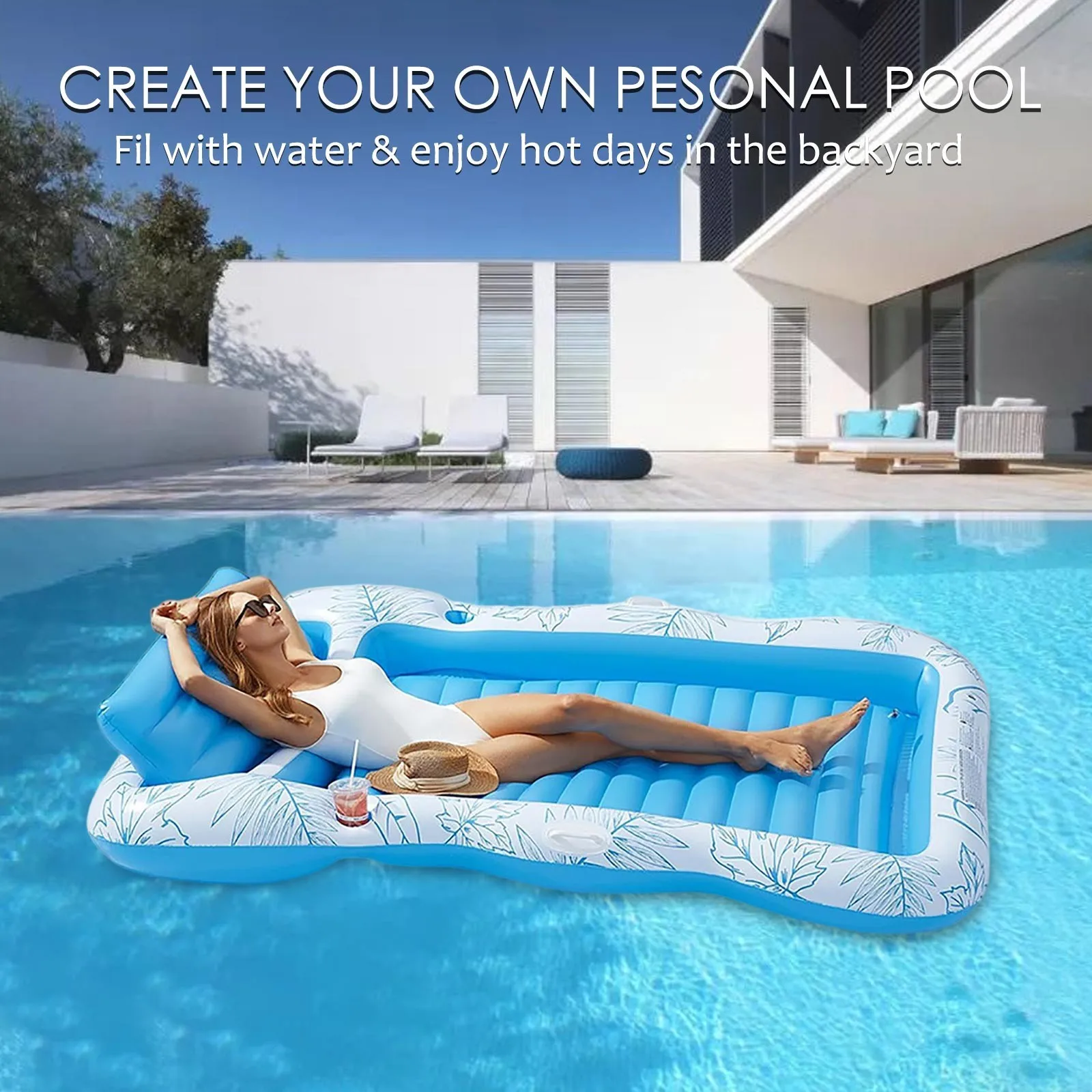 

Summer Pool Water Sunbathing PVC Inflatable Float With Pillow Inflatable Tanning Pool Lounger Beach Vacation Sunbathing Gadgets