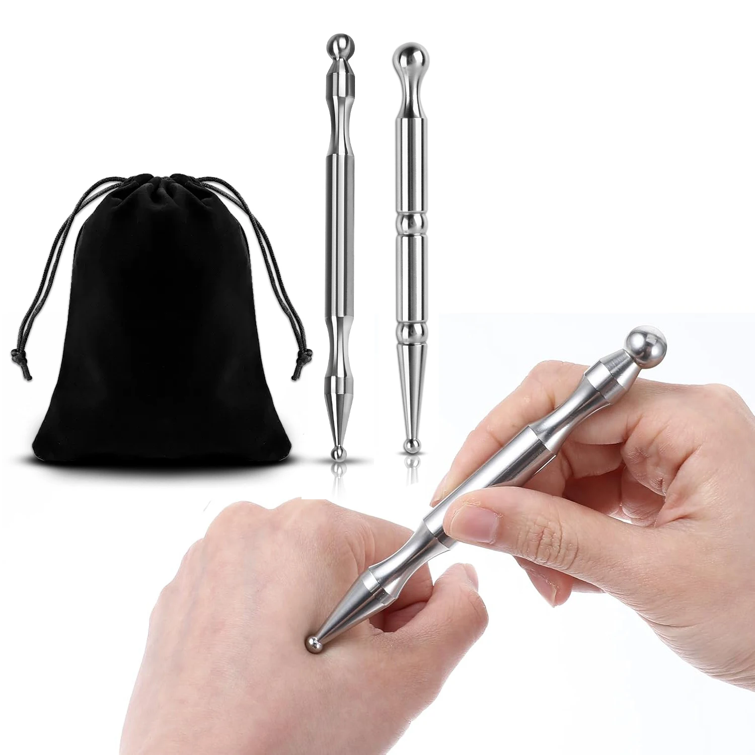 

Акупунктурная ручка-массажер для лица и тела, выдвижной двухсторонний точечный зонд-щуп для массажа лица, массажная палочка