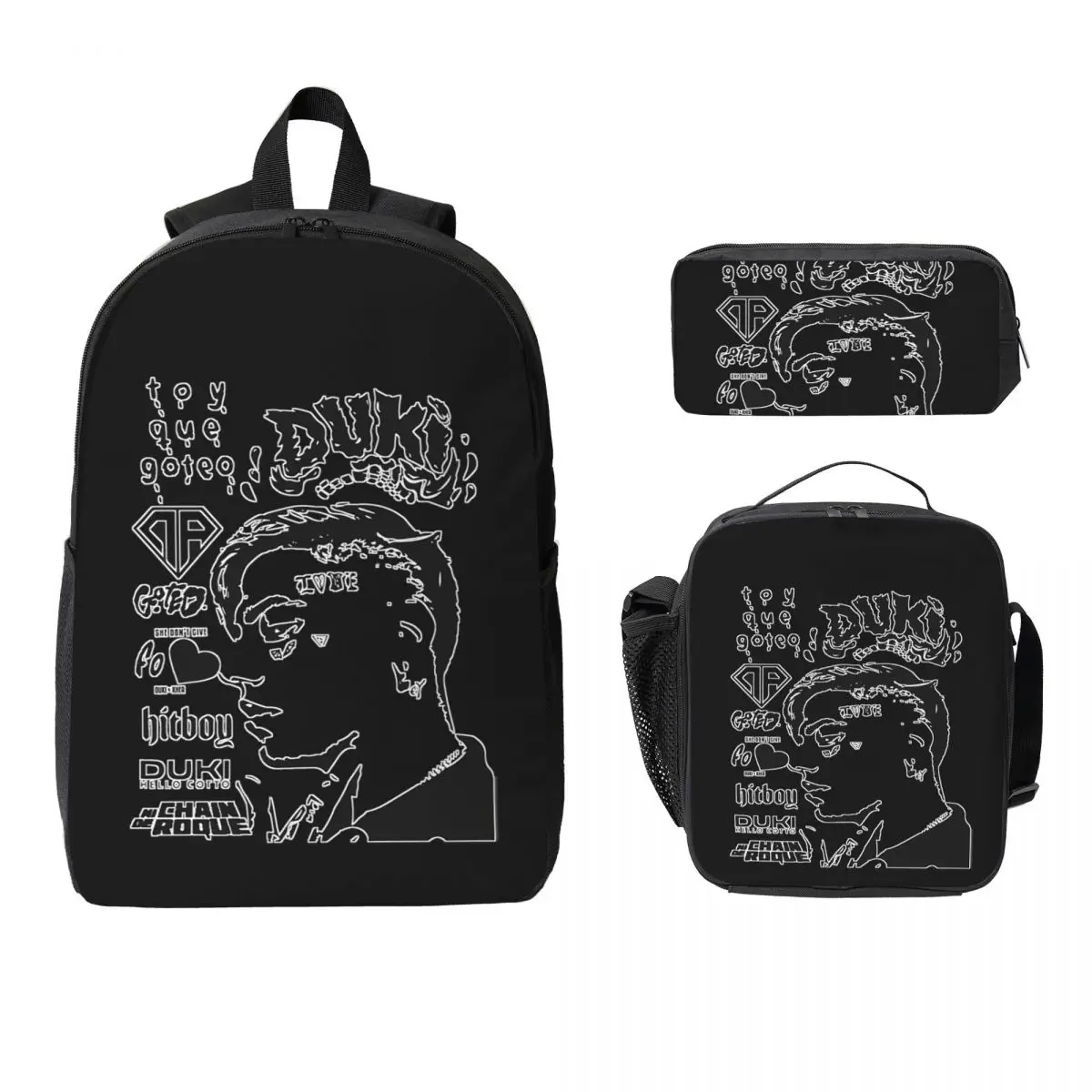 

Duki Hip Hop Backpack Student Boys Girls BookBag School Bag Computer Shoulder Bags 3ps Insulated Lunch Bag Pencil Case