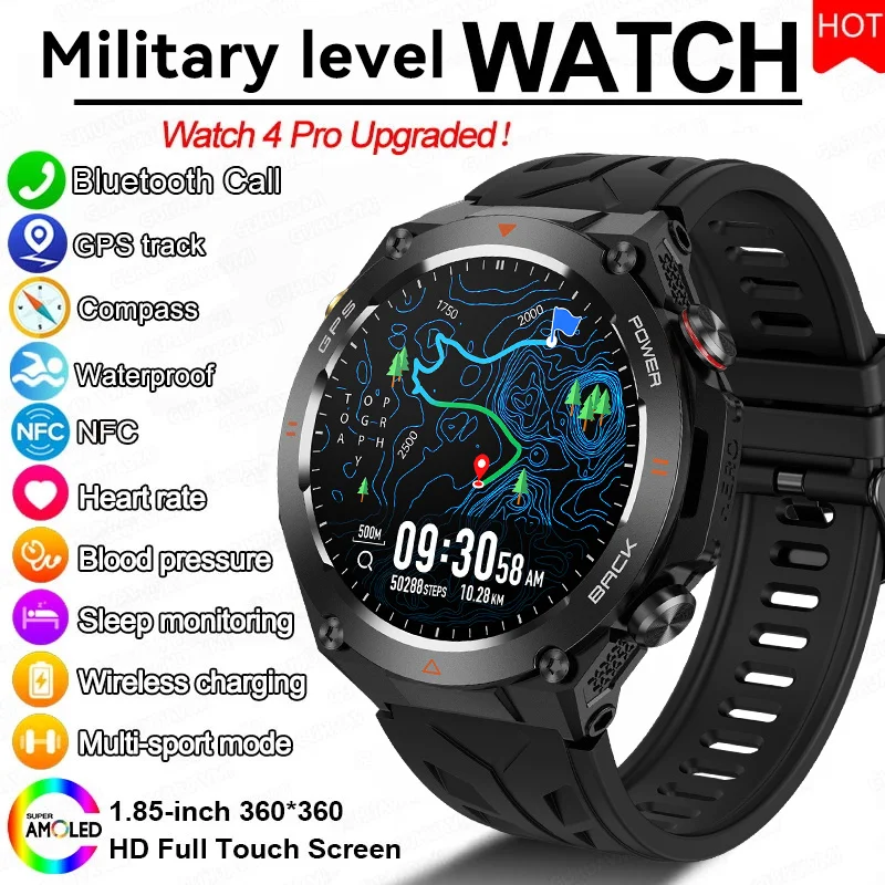 2024 neue Outdoor Military GPS Smart Uhr Männer AMOLED HD Bildschirm Herzfrequenz Blutdruck Bluetooth Anruf Wasserdichte Smartwatches