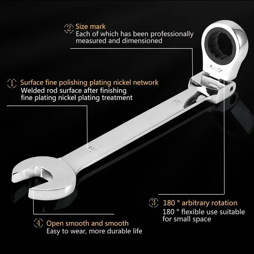 1PCS Ratchet Gears Ratchet Wrench Double Head Spanners Gears Multi Combination Wrenches Nut Spanner