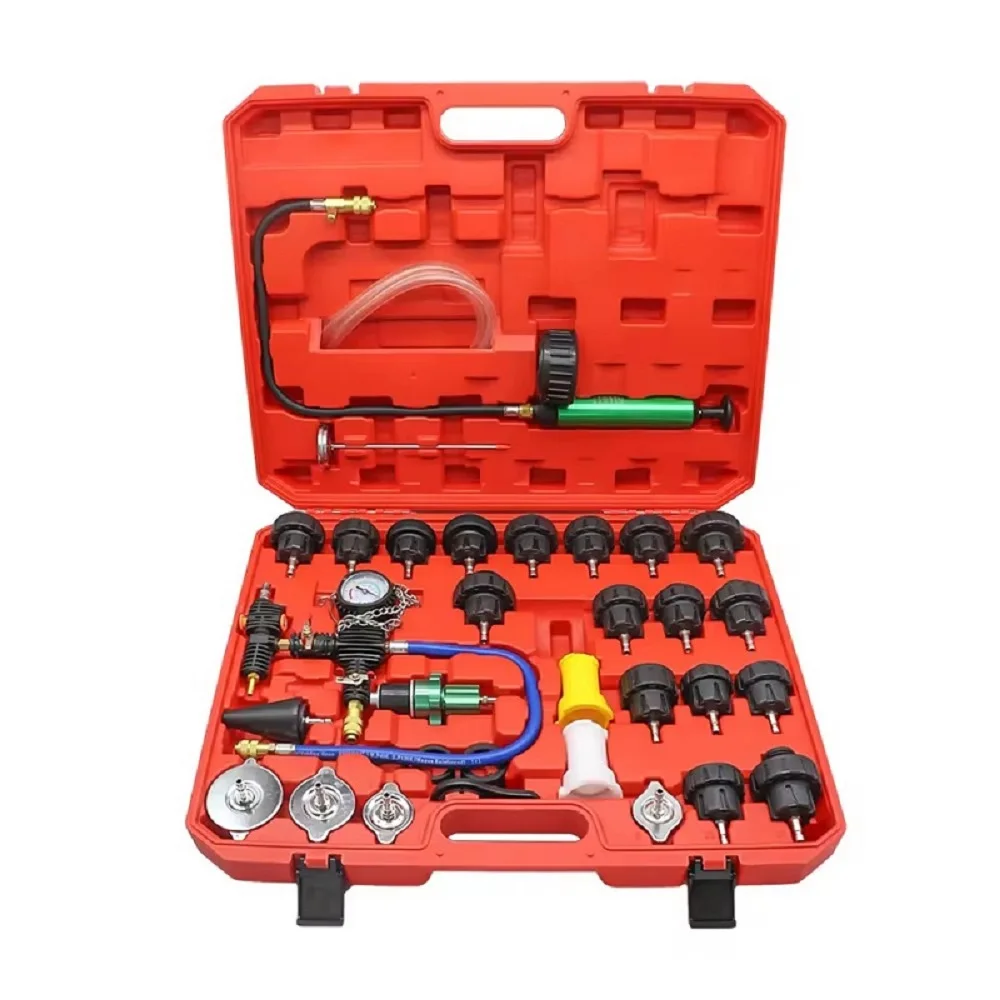 34Pcs Universal Radiator Pressure Tester New Cooling System Set Vacuum Type Test Water Tank Leak Detection Detector Tool