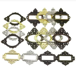 3pcs Antique Carved Accessories Medicine Drawer Label Pull Frame File Name Card Holder Notepad Photo Album Diy Deco Hardware