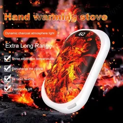 2024 New Portable Hand Warmer USB Rechargeable Electric Hand Warmer Digital Display Portable Pocket Heater 3-Gear Halloween Gift