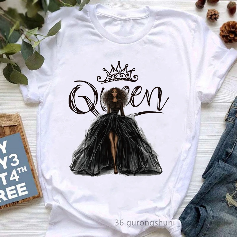 

Black Girls Queen women's tshirt fashion Harajuku Tee shirt femme summer women's short sleeve tshirt high quality girls tshirt