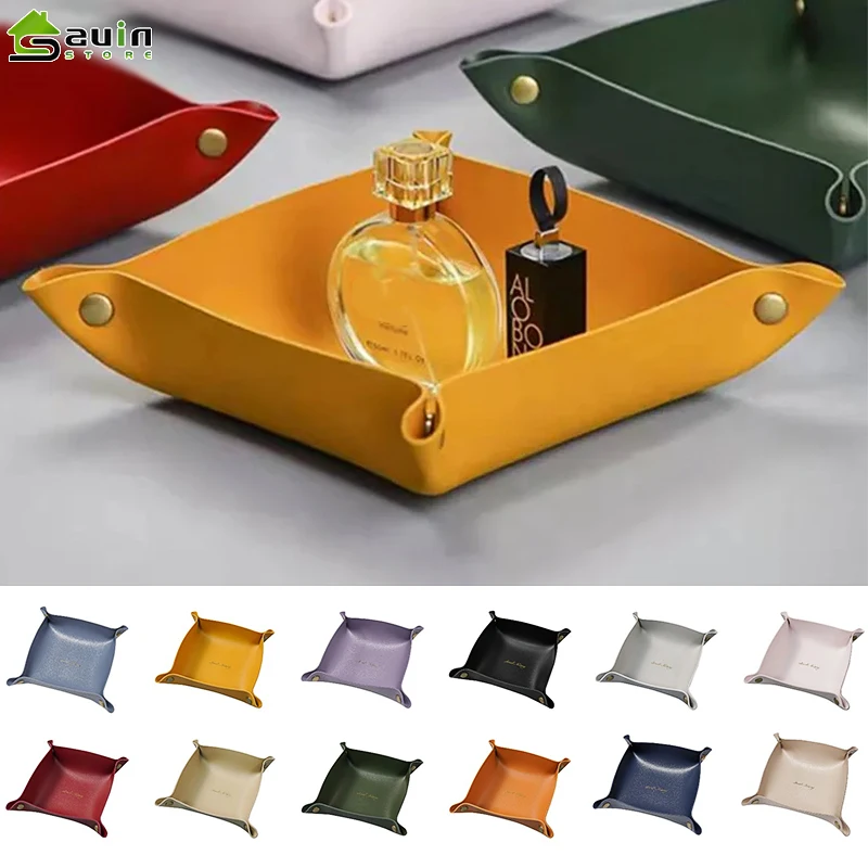 Wholesale Nordic Leather Storage Box Deskto Jewelry Cosmetic Key Storage Home Decoration Dice Tray Key Wallet Coins Folding Box