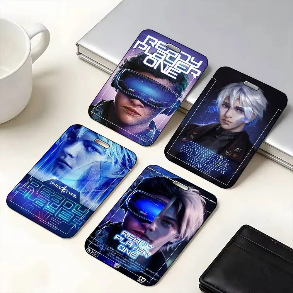 1 unidad Funda protectora para tarjetas de identificación, tarjetas escolares, tarjetas de acceso, tarjetas de autobús y tarjetas de comida, con diseño de la película Ready Player One Remakes, de fácil inserción.
