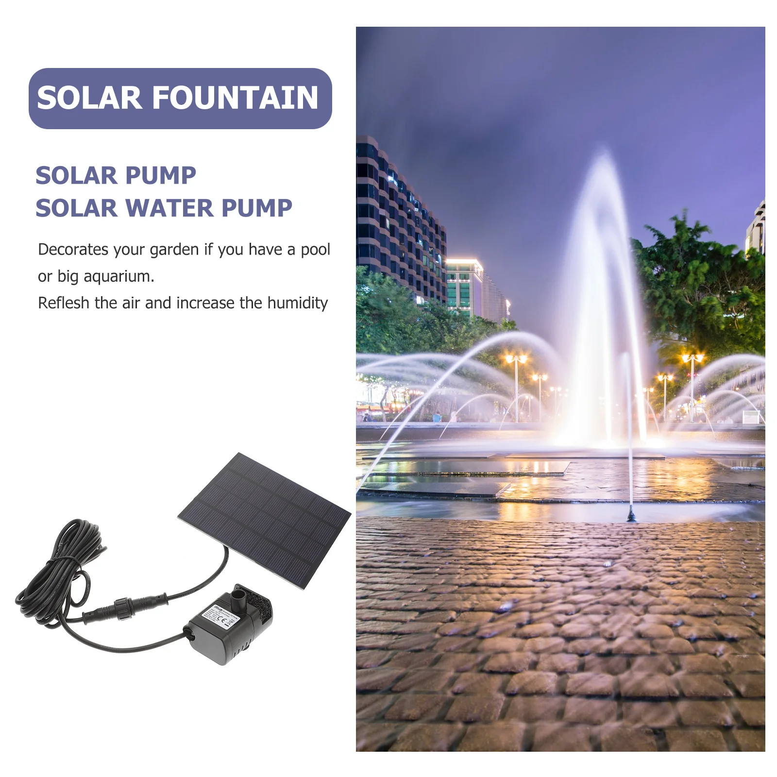 

Solar Fountain Water Pump Black 6V 0.8W Solar Pump Submersible for Pool Garden Plants Pond Rockery Air Refresh