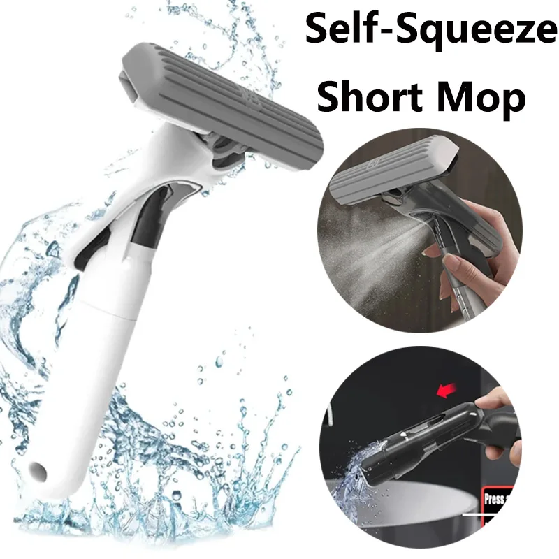 Self-Squeeze Short Mop Mini Lazy Hand Wash-Free Strong Absorbent Mop Floor Cleaning System for Bathroom Kitchens Desktop Glass