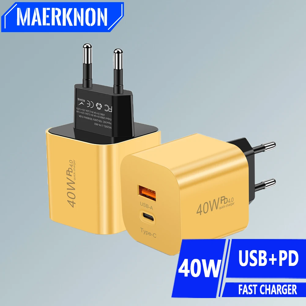 40W USB Charger 2 Ports Type C Charger Fast Charging For IPhone 13 14 Xiaomi Samsung Huawei Mate 60 Pro USB Charger Quick Charge