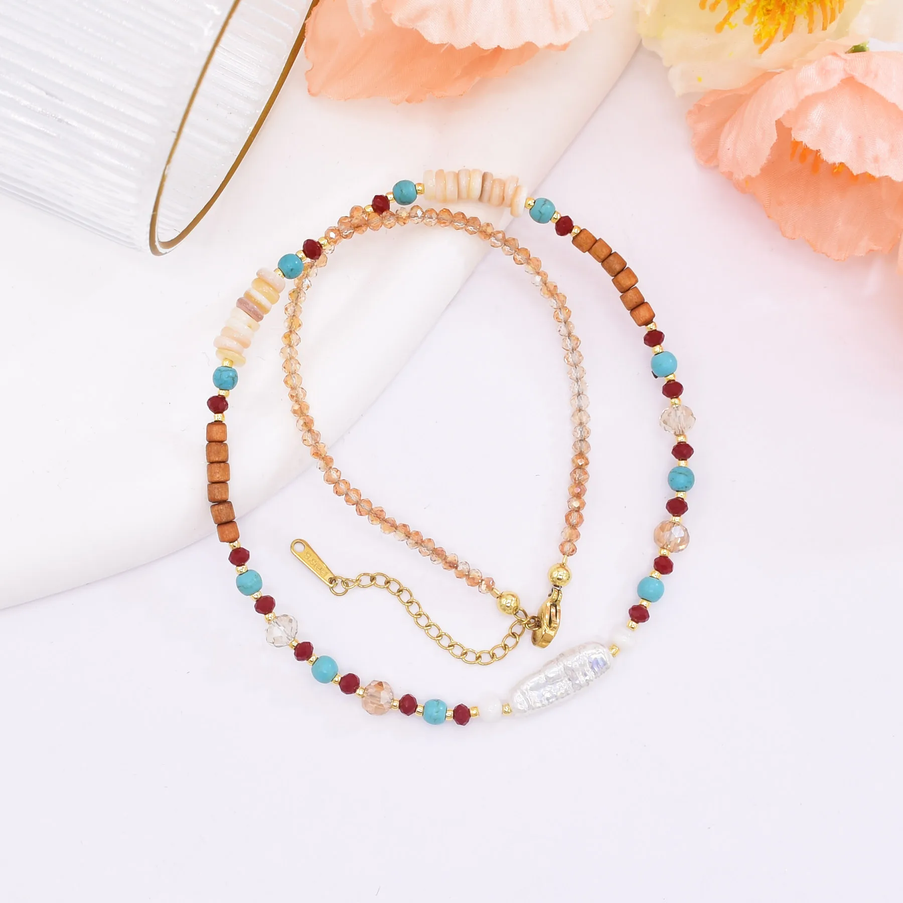 Simple Seed Beads Choker Necklace Women Collar Charm Handmade Bohemia Female Baroque Pearls  Jewelry Crystal Pendant Accessory