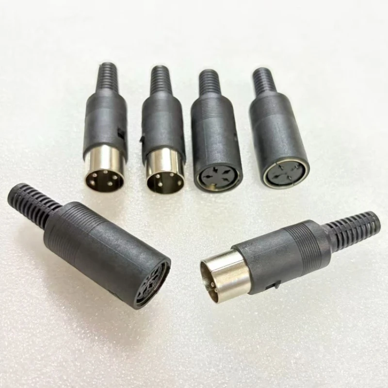 4pcs 3 ,4 ,5 ,6 ,7 ,8 Pin DIN Male/Female Plug Jack with Plastic Handle Keyboard Cable Wiring Harness Connector Adapter