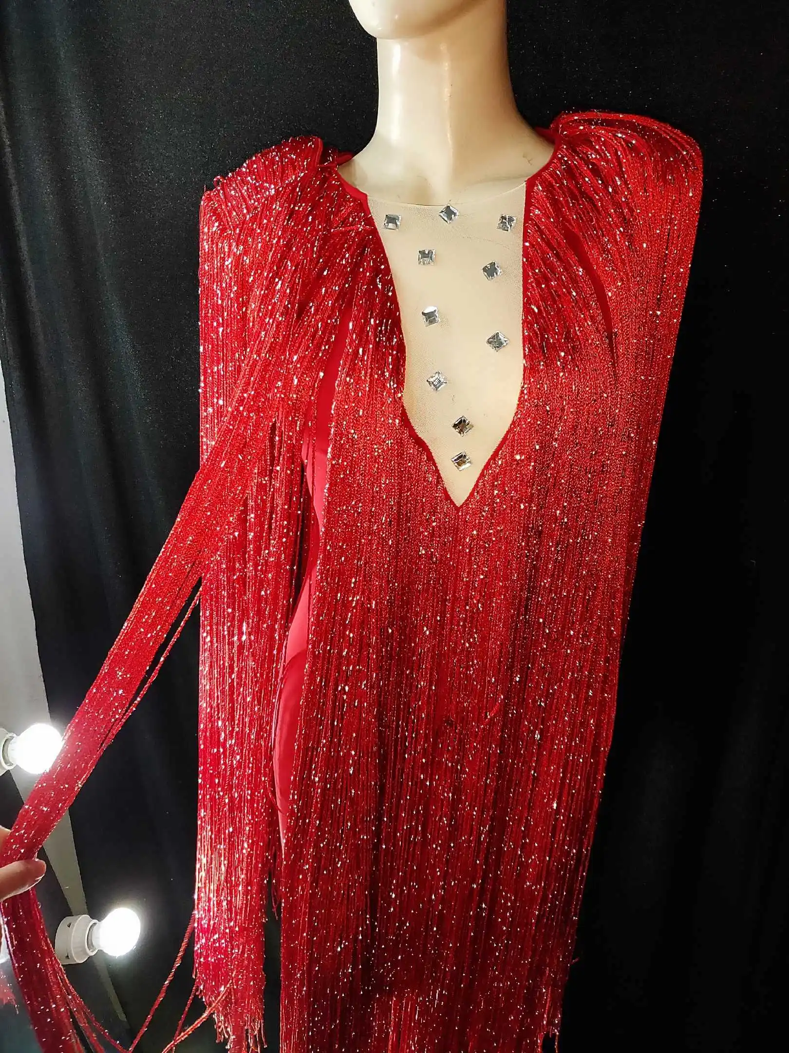 Nieuwe Vrouwen Sexy Ronde Hals Spaghettibandjes Fringe Bodycon Mini Jurk Kwasten Backless Gatsby Cocktail Club Party Jurken