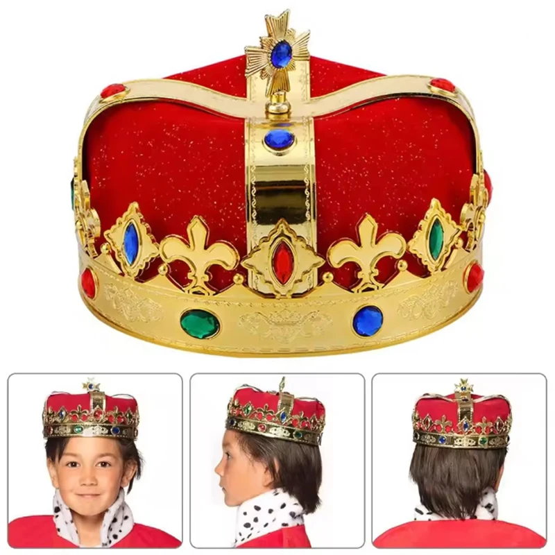 Junge König Krone Mädchen Königin Hut für Kinder Geburtstag Requisiten Unber Hut mit Keule Kronen Tiaras Kopfbedeckung Kostüm Fotografie Outfits