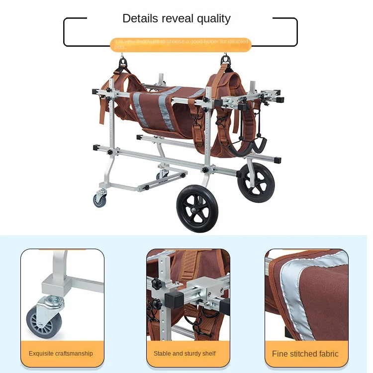 Dog Wheelchair for Back Legs Lightweight  Pet Walking Assistant Car Four-wheel Rehabilitation for Large Dog up to 72 Pounds