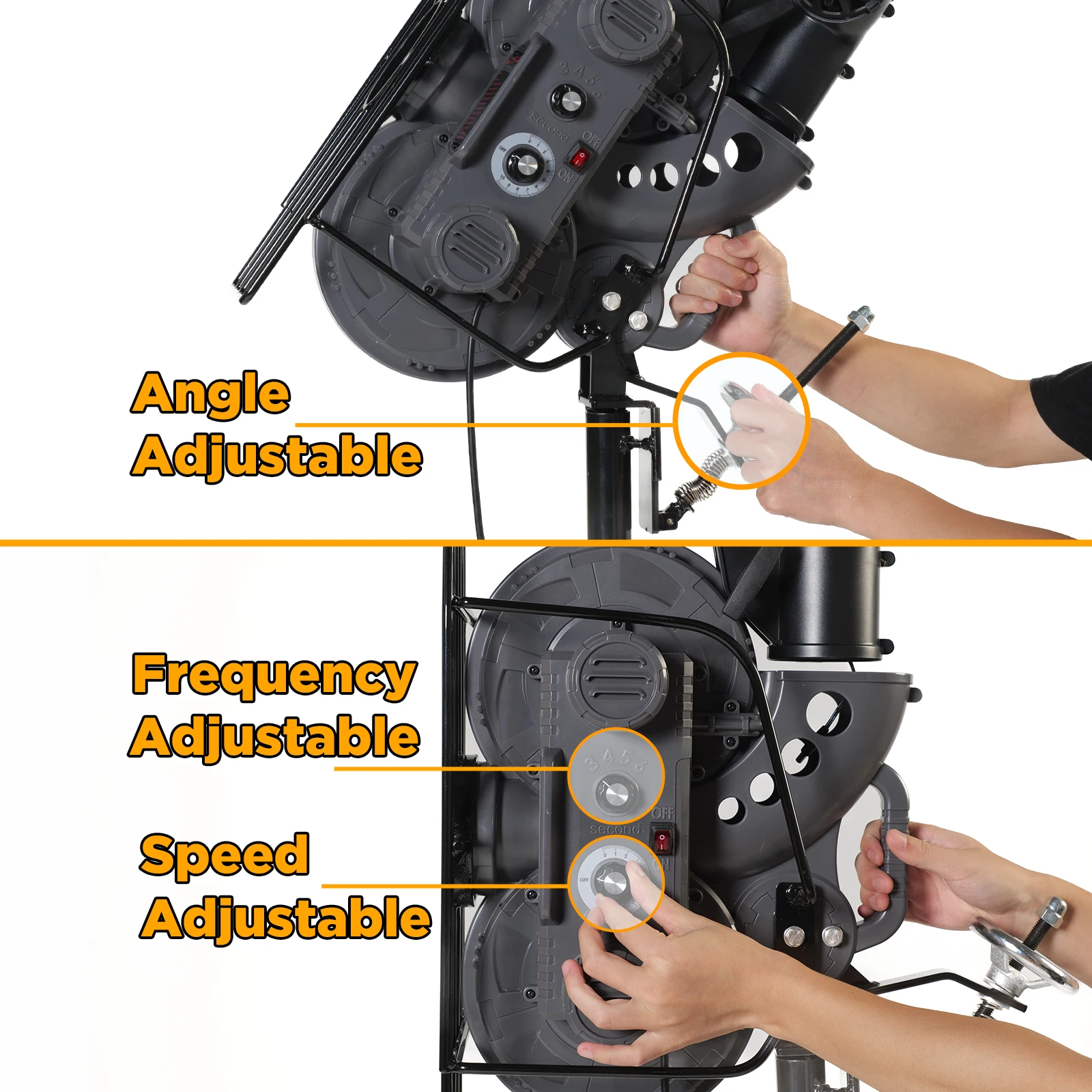 Baseball & Cricket Pitching Machine, Angle, Speed and Launch Interval Adjustable, 40 to 68 MPH