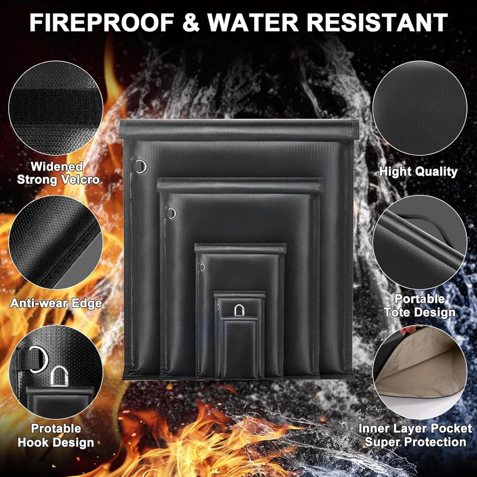 5pcs Faraday Bags Fireproof Waterproof  Blocking Large Prevent Tracking Bag for Laptop Tablet Phone Car Key Faraday Case