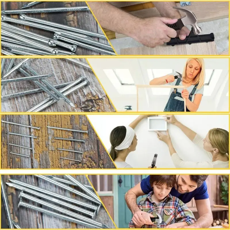 LLCS-700Pcs Nails Assortment Kit & 8Oz Hammer, Small Hammer For Hanging Wall Art Decor, Picture Frame