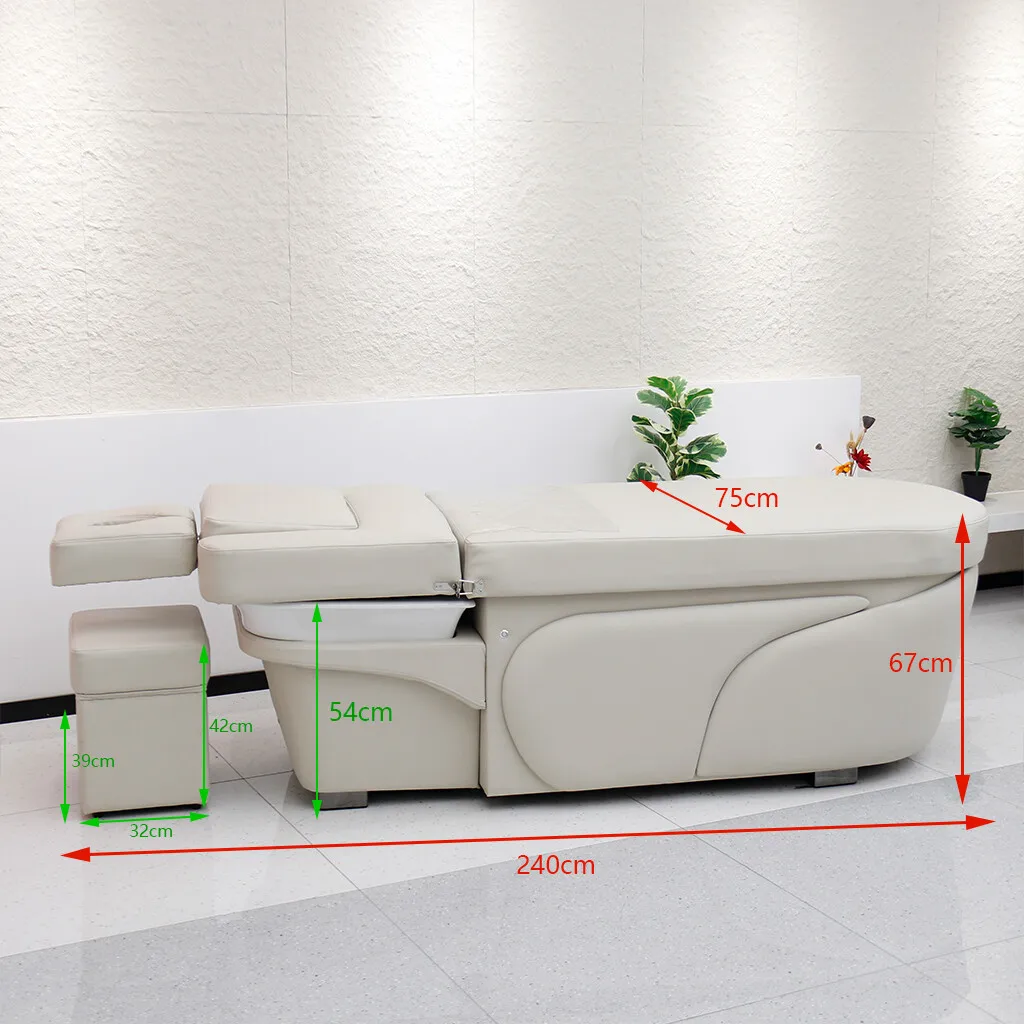 Elegant Hair Washing Shampoo Bed Beauty Salon Head Spa Massage Bed With Stool Ceramic