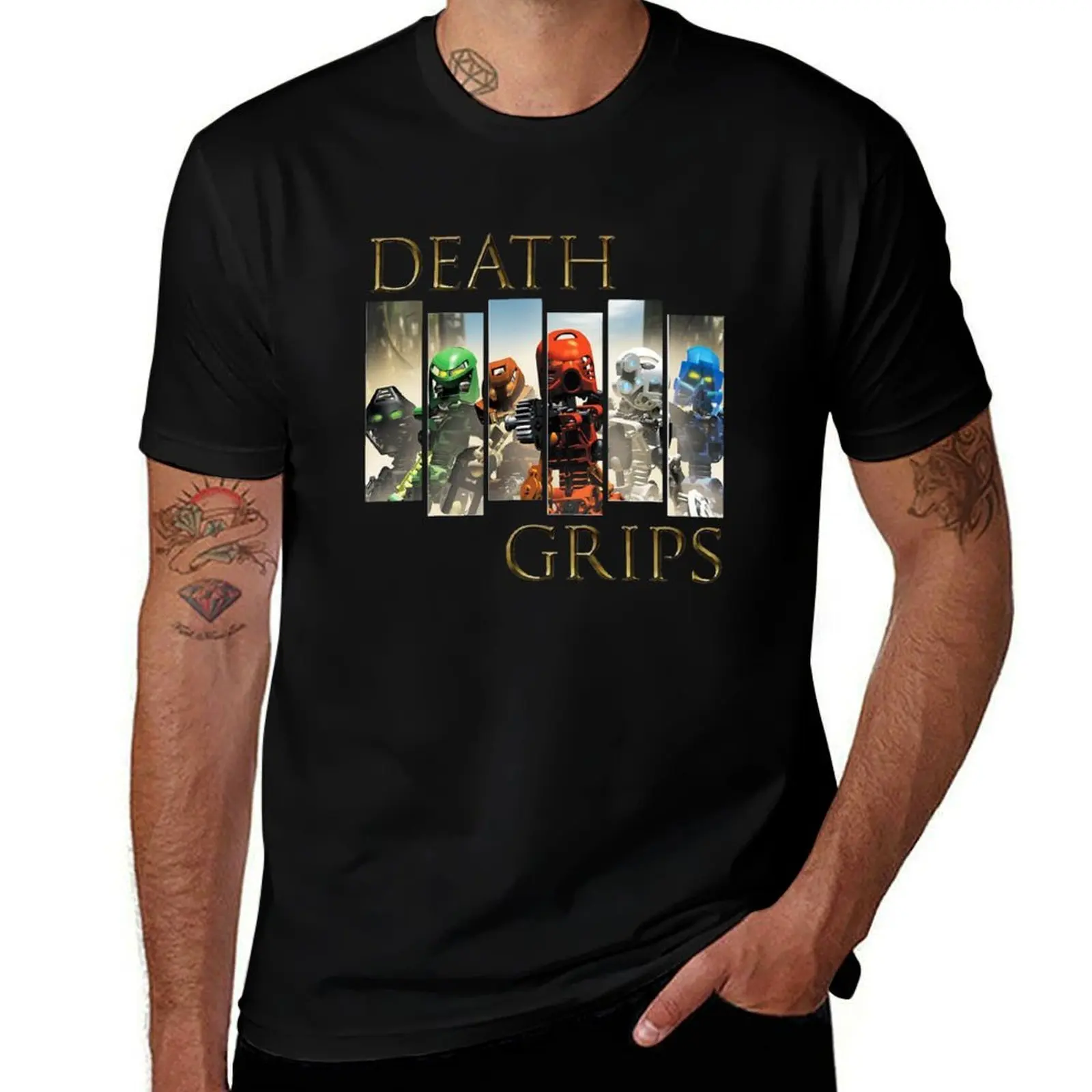 Déáth Gríps Bíóníclé T Tóá Mátá Slím T11 Bóys Gráphíc Méns Víntágé Tréndíng T-Shirt All Match Print Short Sleeve Top T-Shirt