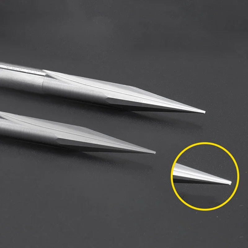 Double Edge Straight Groove Chamfer End Mills Cutter 6mm Shank CNC Taper Engraving Machine Tool Deep Relief Engraving Cutter Bit