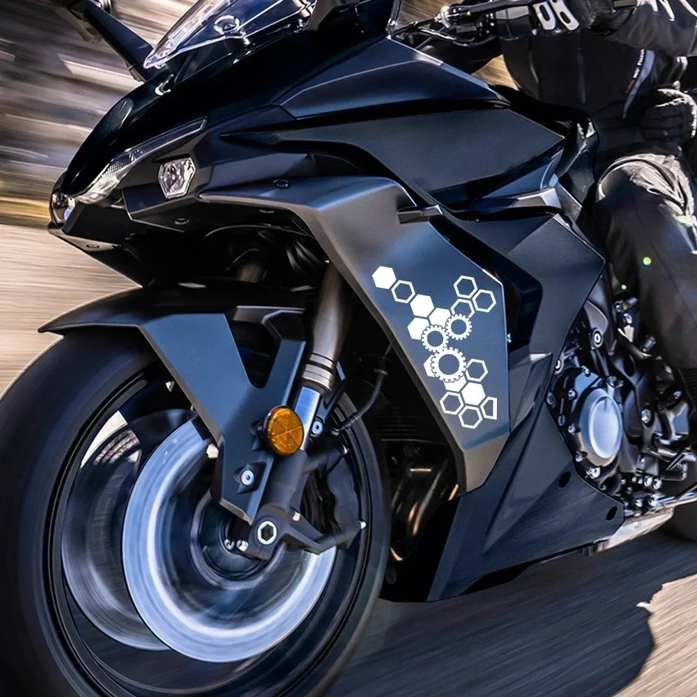 2 Stück Motorrad Frontaufkleber Modifikation PVC Wasserdichte Wabenmuster Vinyl-Aufkleber Moto Karosserie DIY Dekoration Zubehör