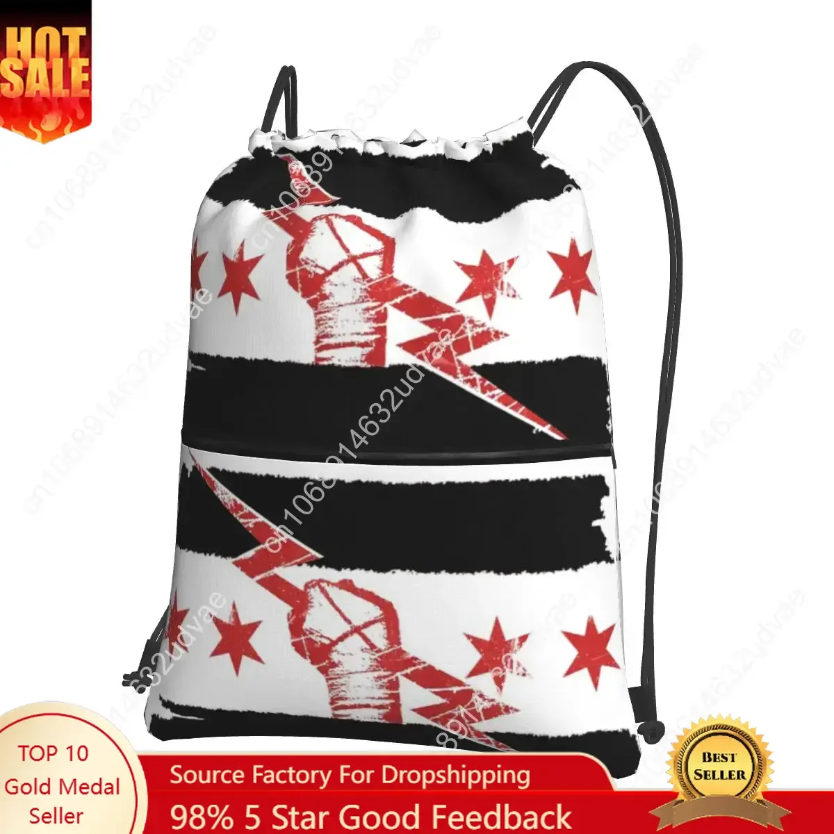 

CM Punk WWE Portable Backpacks Drawstring Bag Multi-function Drawstring Bundle Pocket Storage Bags For Travel Sport Man Woman