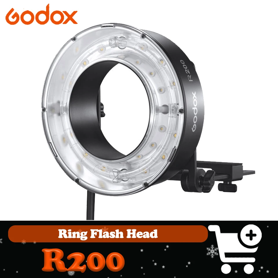 

Godox R200 Ring Flash Head for AD200 AD200PRO 200WS 5800K 10W Lightweight On-Camera Flash Light
