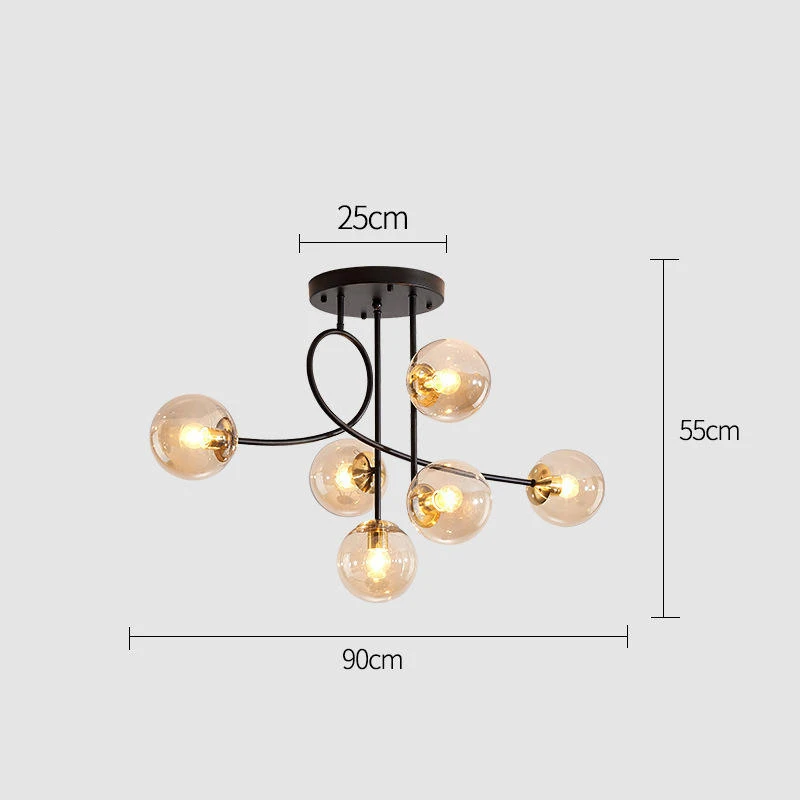 JUNYU Nordic Moderne Magic Bean Glazen Plafondkroonluchter LED Goud/Zwart Luxe Hanglamp voor Woonkamer Slaapkamer Home Decor