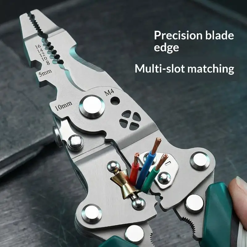 Foldable Heavy Duty Wire Stripper Pliers Multifunctional Portable Crimping Tool for Automotive Wiring Repair