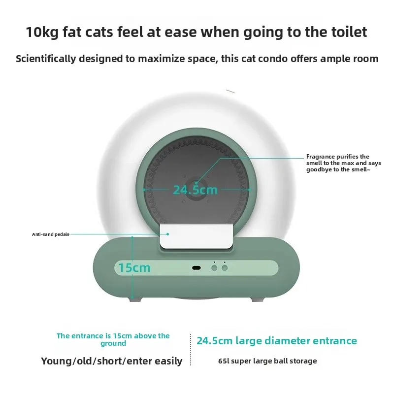Smart Cat Litter Box Cleaning Cat Toilet Fully Automatic 65L Large Net Smell Deodorizing Pet Electric Pet Products
