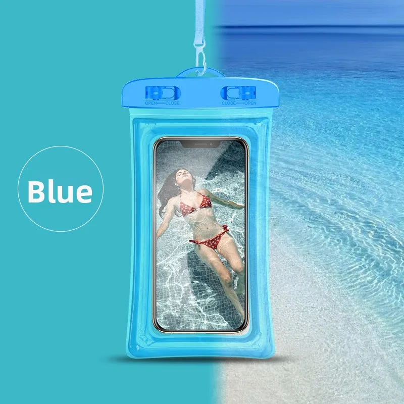 PVC transparante waterdichte telefoonhoesje met lichtgevend touchscreen, droge tas met verzegeling voor zwemmen, duiken, warmwaterbronnen en raften