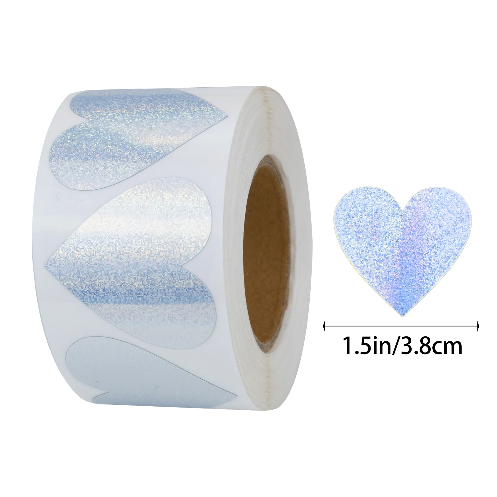 300Pcs-1.5In/3.8Cm Holographic Laser Stickers, Heart-Shaped and Round Holographic Stickers, Colorful and Shiny Heart-Shaped and Round Holographic Small Flower Stickers, Decorative Stickers for Gift Envelopes and Bags