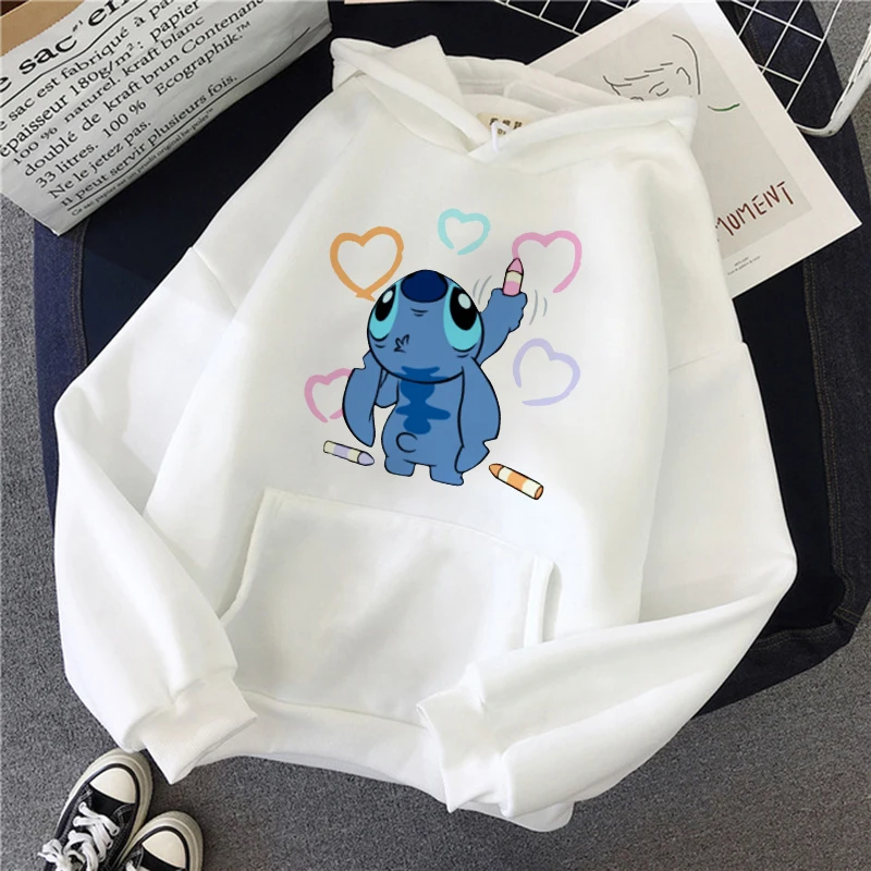 Disney Christmas Sweatshirt Lilo Stitch Funny Cartoon Hoodies Women Harajuku Cute Stitch Anime Manga Streetwear Hoody Female