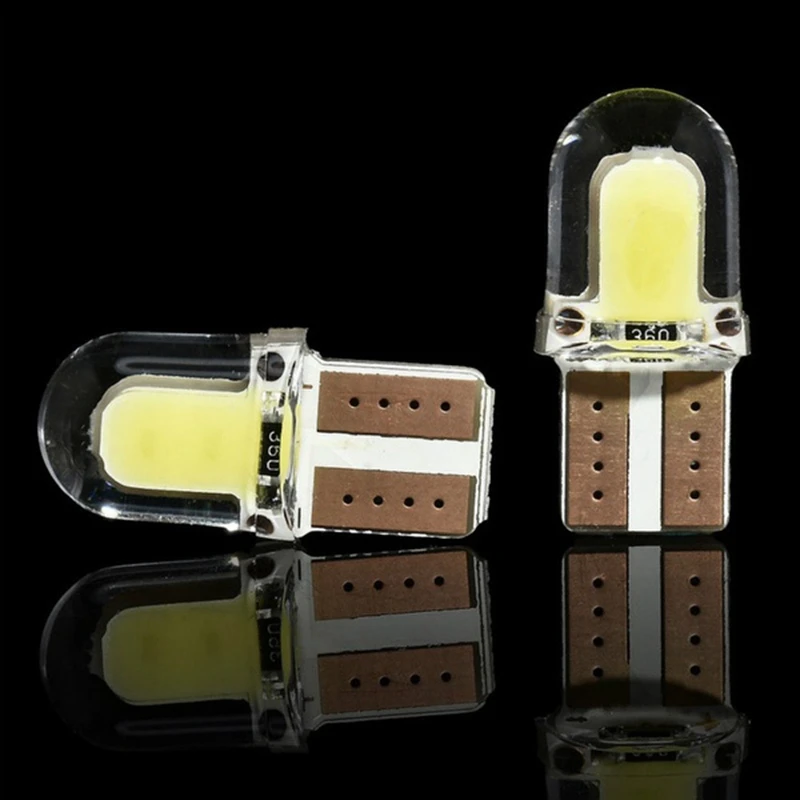10pc LED T10 W5W COB SMD CANBUS silice lampadina targa bianca brillante