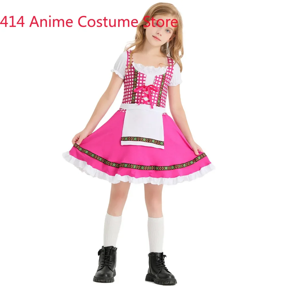 Traditionelles deutsches Oktoberfest Bier Mädchen Mädchen Kostüm Kleid für Kinder Kinder Tween 2-12t schwarz rosa