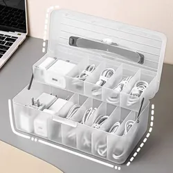 Data Cable Organizer Box With Lid Portable Charge Cable Management USB Cord Sorter Desk Electronic Accessorie Organizer for Home
