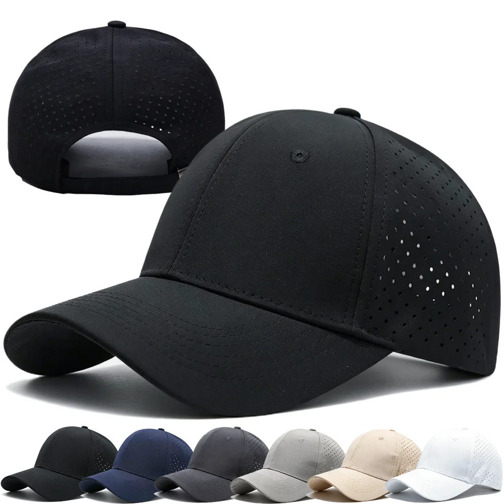 Unisex perforierte, schnell trocknende Baseballkappe für Männer und Frauen, atmungsaktive Netzmütze, Sport-Papa-Mütze, einfarbig, lässige Sonnenblende