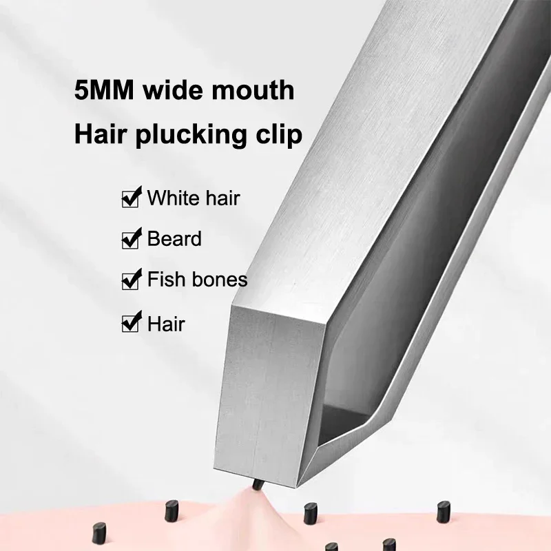 Verdikte roestvrijstalen pincet Baard Wenkbrauw Ontharing Gezichtshaar Plukgereedschap Platte punt Ontwerp voor gemakkelijke grip Duurzaam