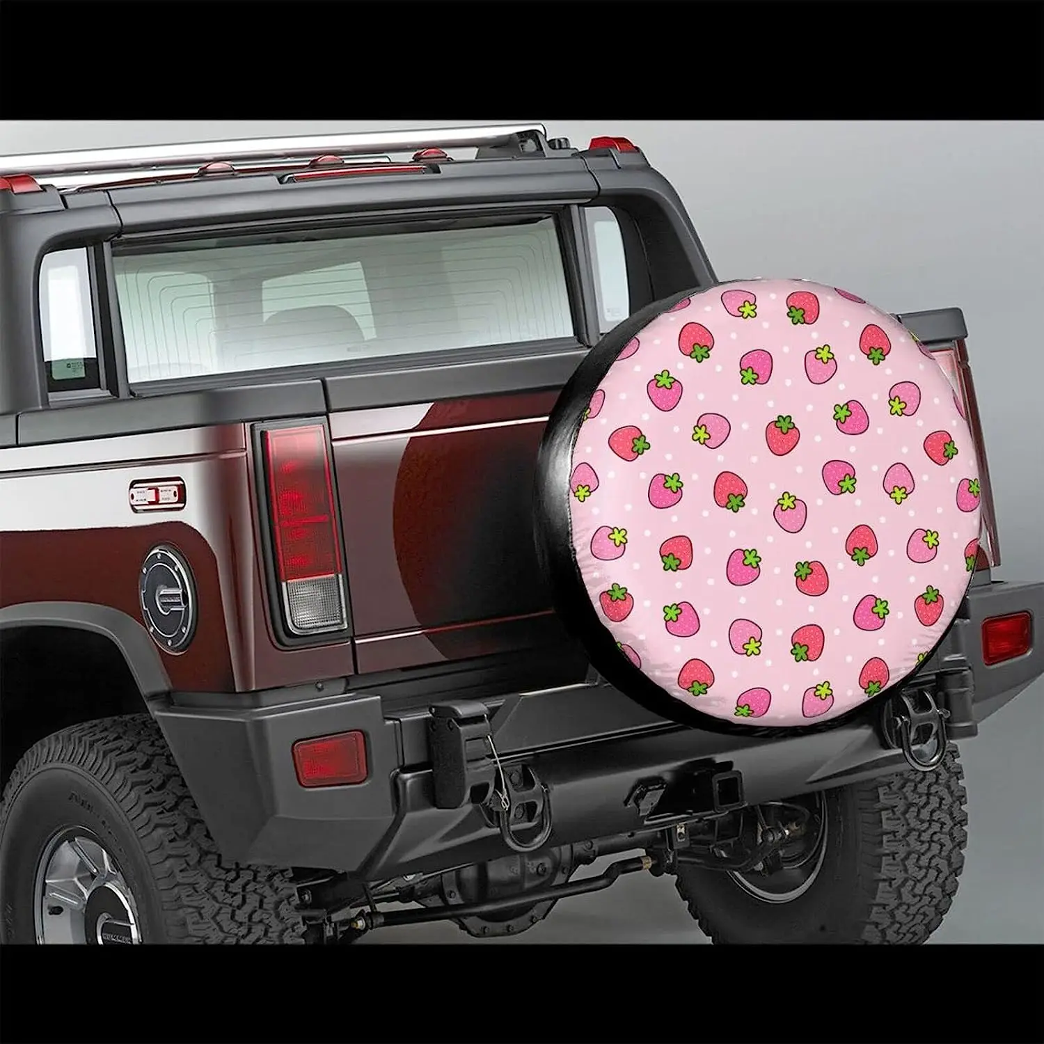 Strawberry Pink Spare Tire Cover Wheel Protectors Dust-Proof Wheel Tire Cover Fit Trailer Rv Sand Summer Camping Many Vehicle