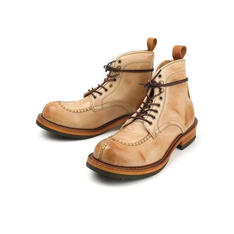 

Amekaji Wear Vintage Work Shoes High Top Warped Head Leather Shoes Top Layer Cowhide Paratrooper Boots Boots Motorcycle Boots